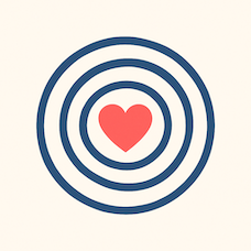 a target with a heart at the bullseye